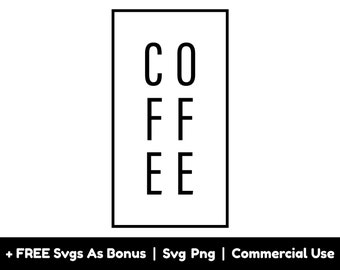 Może przedstawiać: Czarno-biały projekt graficzny ze słowem "COFFEE" w prostokątnej ramce.