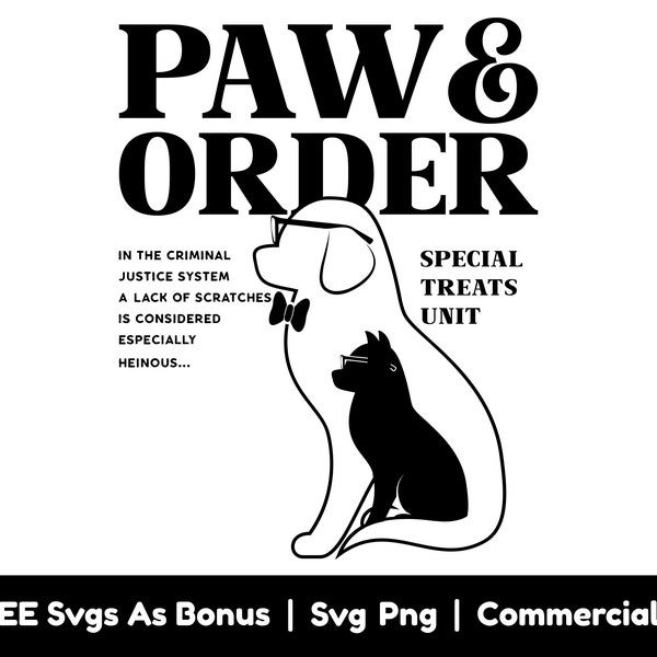 Paw And Order Svg Png Files, Dog Lover Svg, Pet Svg, Special Treats Unit Svg, Dog With Bow And Sunglasses Svg