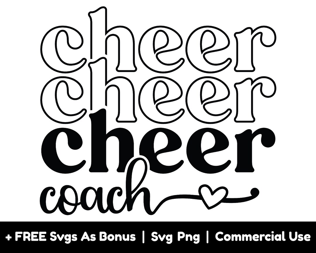 Cheer Coach Svg Png Files, Echo Stacked Text Svg, Cheerleader Shirt