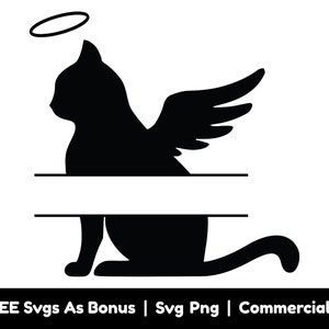 Angel Cat Split Text Frame Svg Png Files, Angel Wings Svg, Pet Memorial Svg, Funeral Svg, Pet Loss Svg, Pet Lover Svg