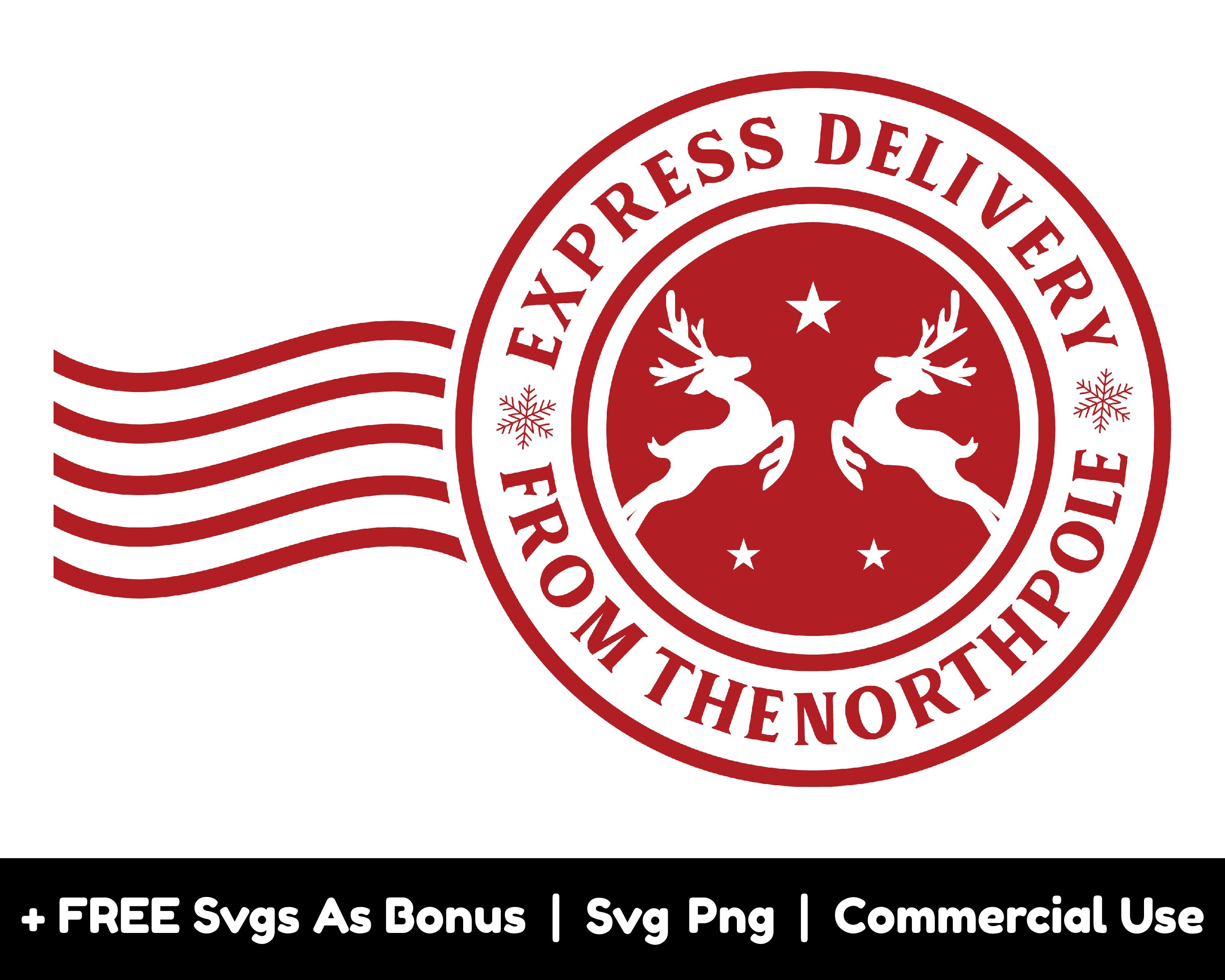 Express Delivery From The North Pole Svg Png Files,  Holiday Svg, Christmas Svg, Reindeers Svg, Mail Service Svg
