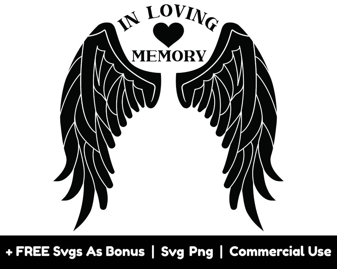 Angel Wings Clipart Image Svg Png Files, in Loving Memory Svg, Heart ...