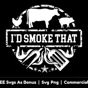 Ich würde Rauchen, dass SVG-Png-Dateien, lustige Väter BBQ Tshirt Design SVG, Schürze-Design-Svg, Grill-Svg, Kreis-Svg, Gabel und Pfannenwender, Schwein, Kuh
