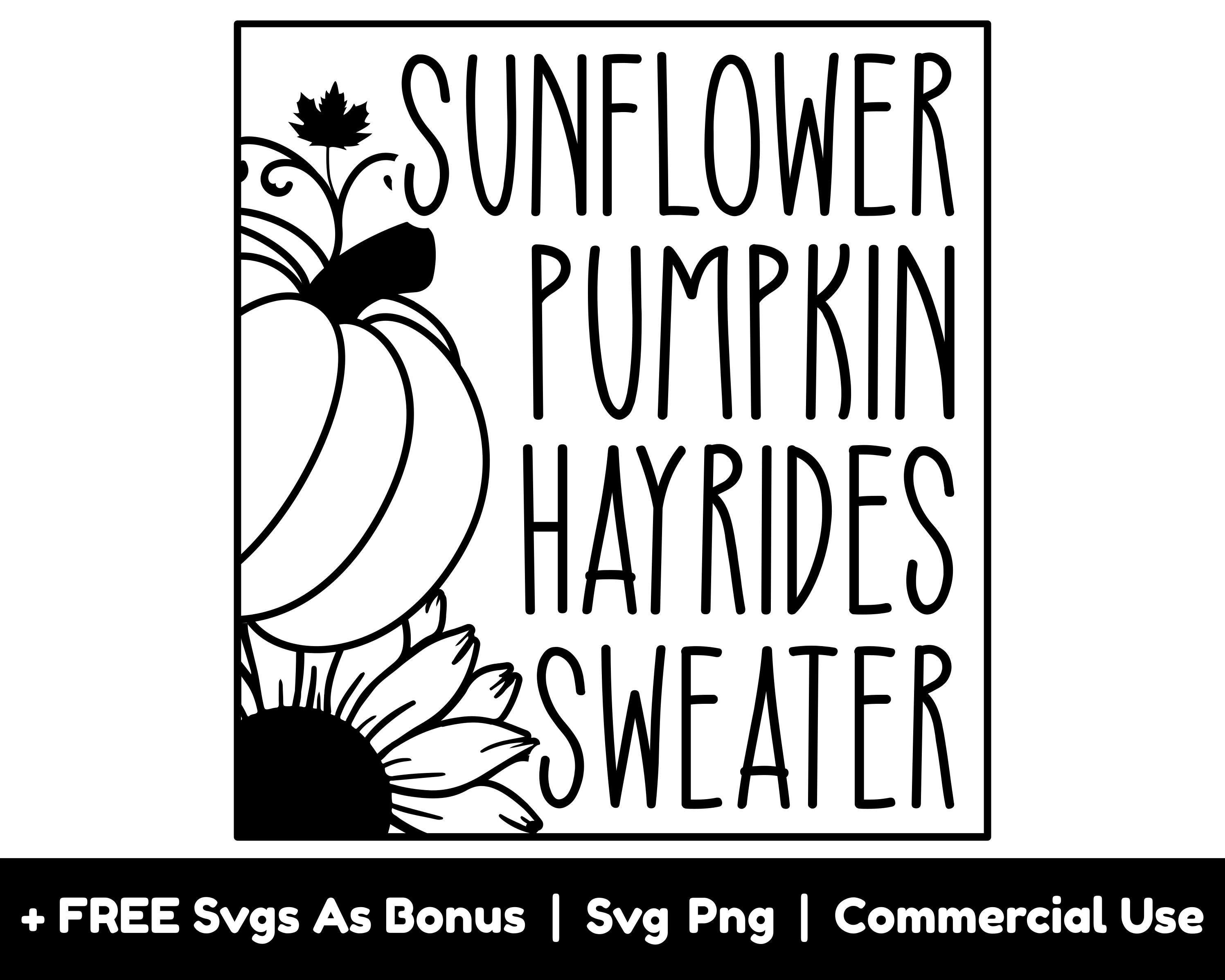 Sunflower Pumpkin Hayrides Sweater Svg Png Files, Autumn Season Svg, Thanksgiving Svg, Fall Svg