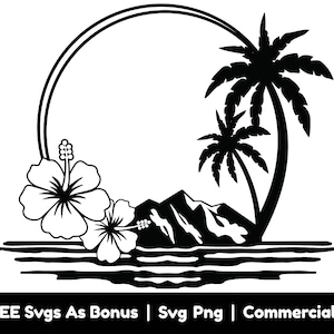 Spiaggia scena isola palma clipart immagine Svg file Png, Beach Vacay Vibes Tshirt Design Svg, isola tropicale Svg, estate Svg, mare Svg