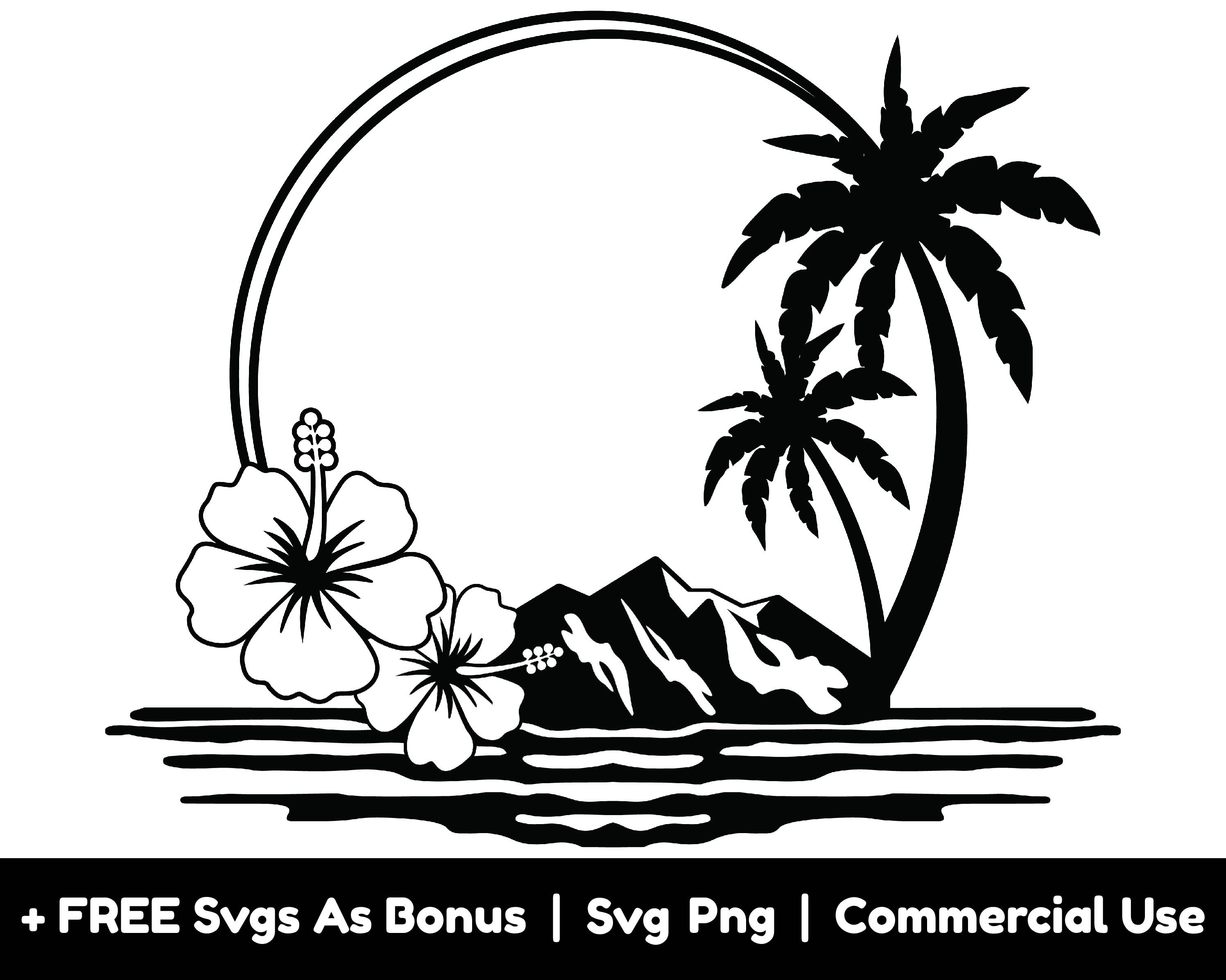 Beach Scene Clipart Black And White