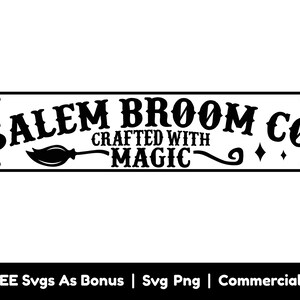 Salem Broom Co. Gemaakt met magische Svg Png-bestanden, Frame Svg, Bezemsteel Svg, Halloween Svg, Witchy Svg, Heksenbezem Svg