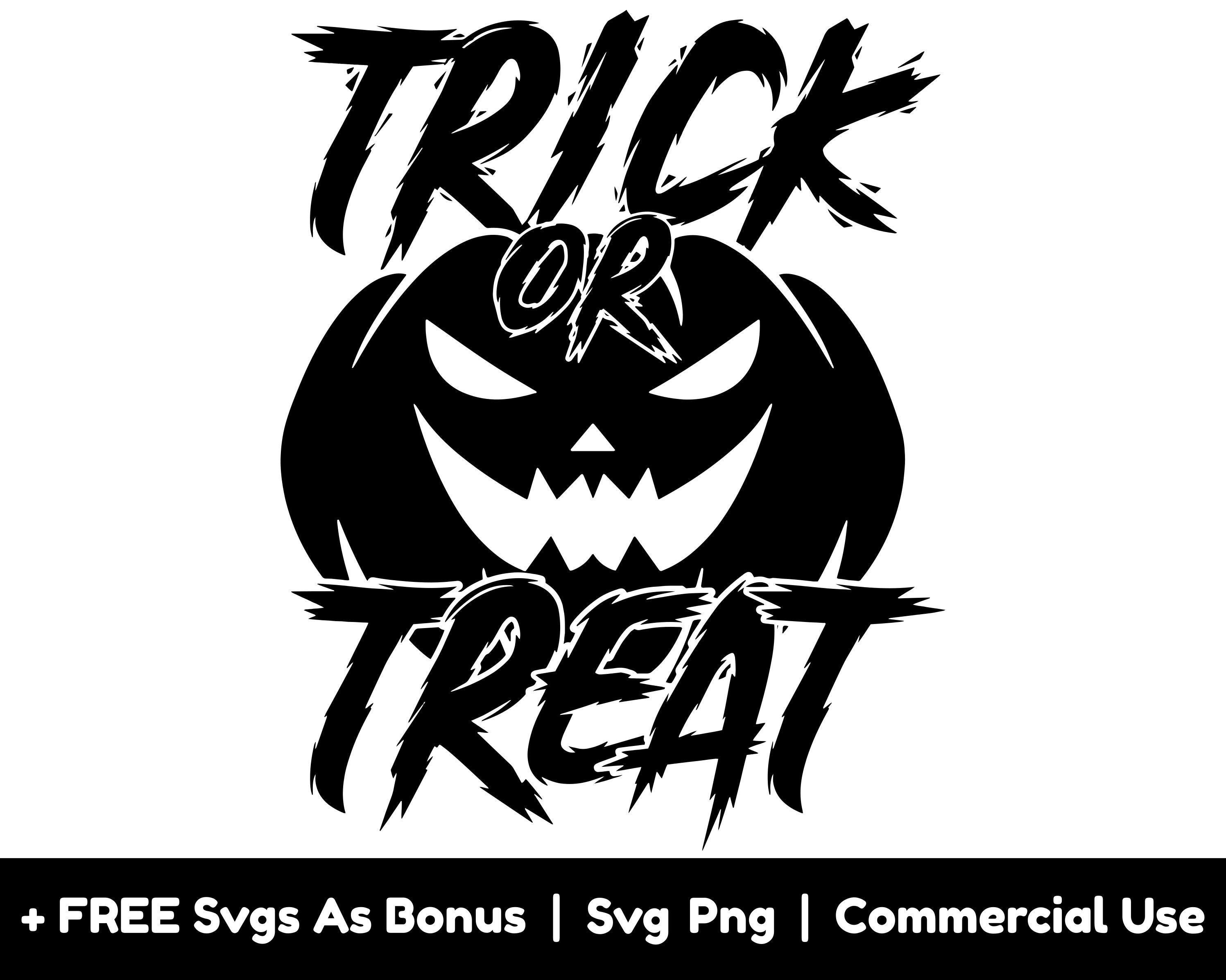 Trick or Treat Svg Png Files, Scary Pumpkin Face Svg, Halloween Svg ...