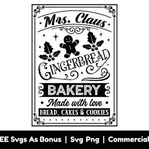 Mrs. Claus Lebkuchen Bäckerei mit Liebe gemacht Brot Kuchen und Kekse svg-Png-Dateien, Weihnachten svg