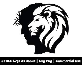 Christ Lion Head Svg Png Files, Christian Svg, Lion of Judah Svg, Jesus Face Svg, Religious Svg, Christian Shirt Design Svg