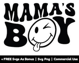 Mama's Boy Svg Png Files, Mom Life Svg, Mom Shirt Design Svg, Mom Of Boy Svg, Mother's Day Svg, Smiley Face Svg