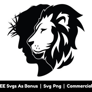 Jesus Cristo e Leão de Judá Svg Png Arquivos, Jesus Head Svg, Religious Svg, Christian Shirt Png Design, Christian Svg