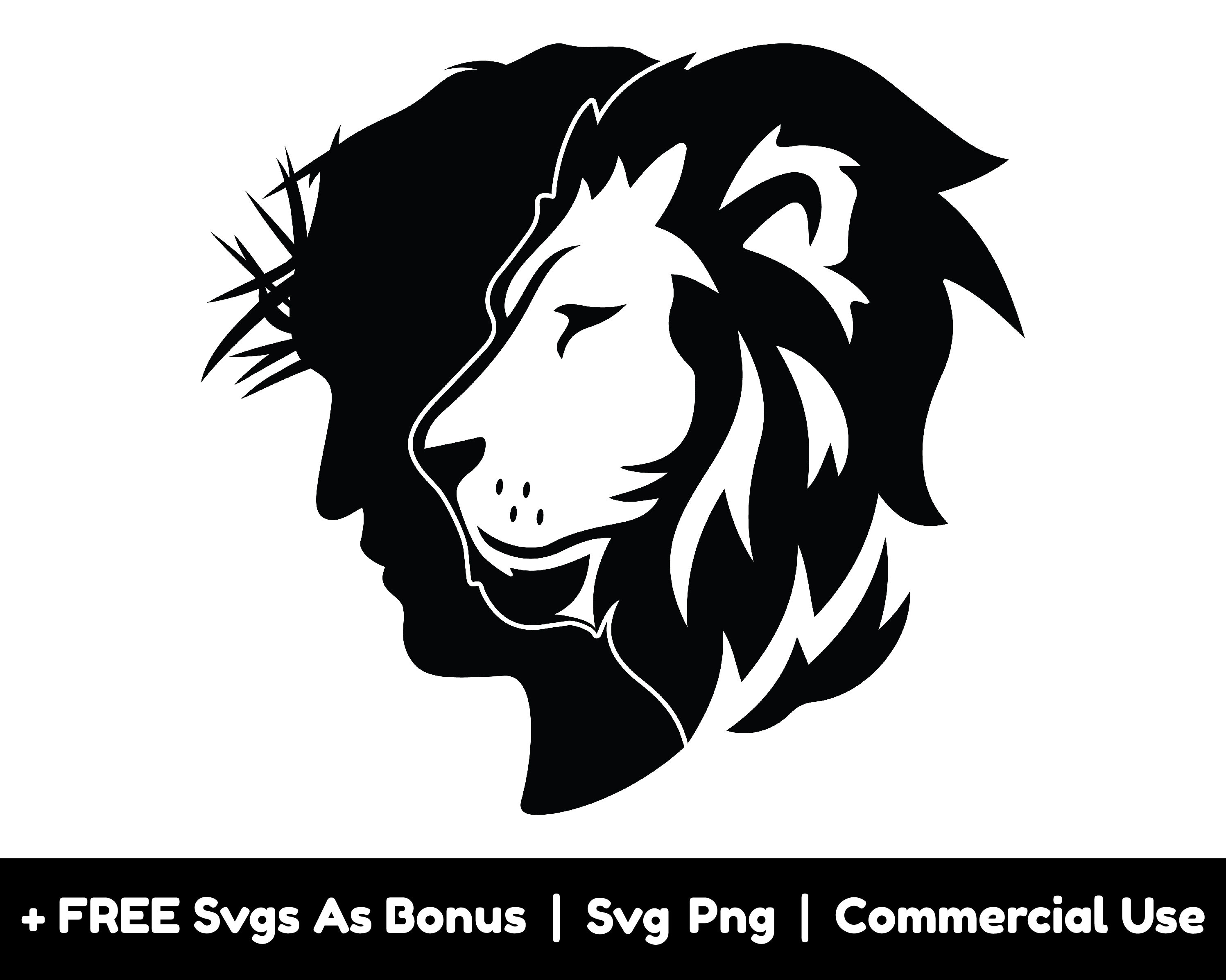 Jesus Christ and Lion of Judah Svg Png Files Jesus Head Svg Etsy Canada