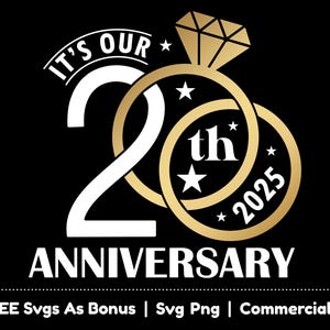 É o nosso 20º aniversário Svg Png Arquivos, Aniversário de casamento Svg, 2025 Svg, Anel Svg, 20 anos de aniversário Svg, Casal T Shirt Design Svg