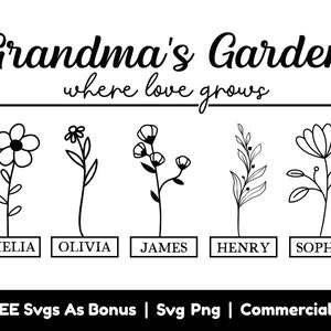 Muttertagsgeschenk, Omas Garten, wo die Liebe wächst, SVG-Dateien, Großmutter Geschenk SVG, Blumen SVG, benutzerdefinierte Namen svg