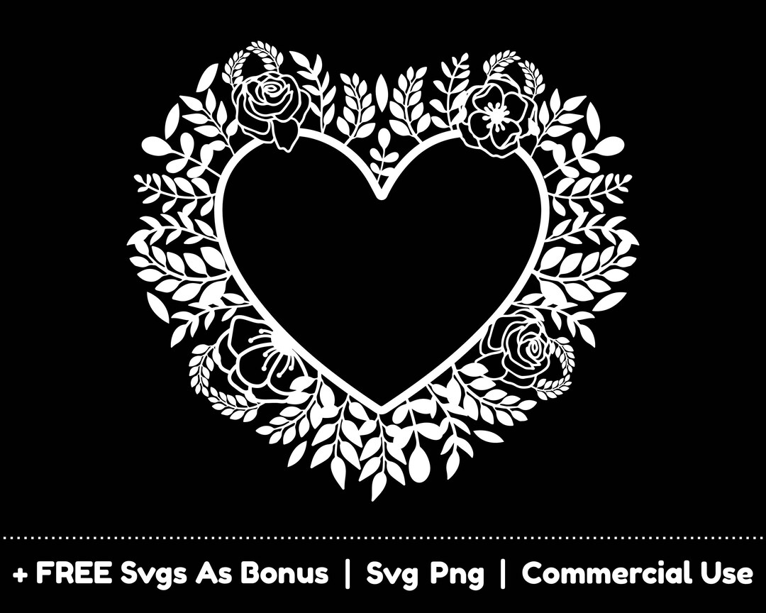 Wedding Flower Heart Frame Svg Png Files, Gift for Couple Svg, Wedding