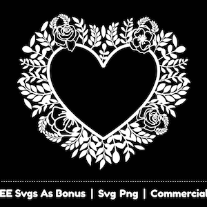 Marco del corazón de la flor de la boda Archivos Png, Regalo para la pareja Svg, Decoración de la boda Svg, Regalo para la boda Svg, Amor Svg, Día de San Valentín Svg