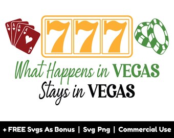 What Happens In Vegas Stays In Vegas Svg Png Files, Vegas Trip T-Shirt Design Svg, Playing Cards Svg, Cash Machine Svg