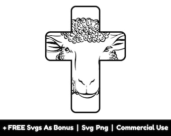 神の子羊 SVG、Png、Jpg、十字架を持つキリスト教の羊、デジタル