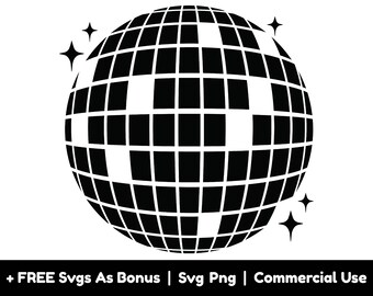 Disco Ball Clipart Image Svg Png Files, Dance Party Vibes Svg, Ball Svg, Shine Svg, Stars Svg, Party Svg