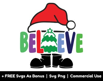 Cree archivos png svg, Navidad divertida svg, sombrero y zapatos de Papá Noel svg, vacaciones svg, árbol de Navidad svg, X-Mas svg
