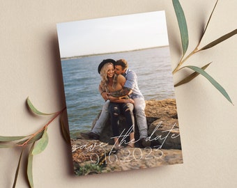 Minimalist Save the Date Postcard: Wedding Canva Template (Digital Download)