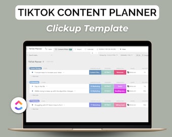 TikTok Content Planner: ClickUp Template with 15 Bonus Hooks