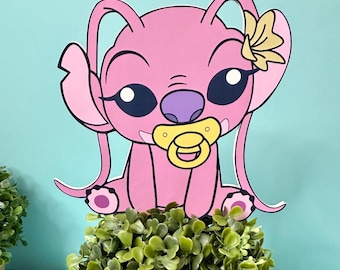 Centre de table personnalisé bébé ange | Décoration de fête recto-verso