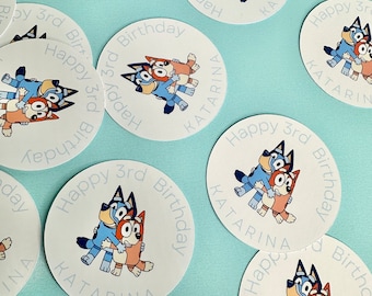 Custom Stickers | Bluey Birthday Party Favor - Etsy