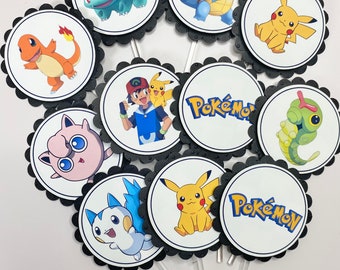 Décorations pour cupcakes Pokémon | Lot de 12, anniversaire Pikachu