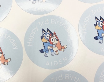 Stickers personnalisés | Cadeau d'anniversaire Bluey