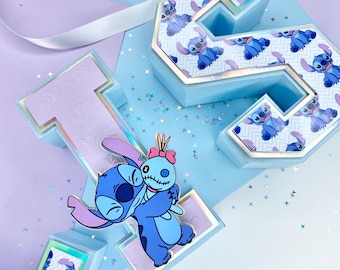 Lettre 3D brodée | Décoration de fête d'anniversaire Lilo & Stitch