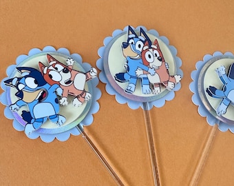 Décorations pour cupcakes Bluey Dog | Ensemble de décoration de fête d'anniversaire