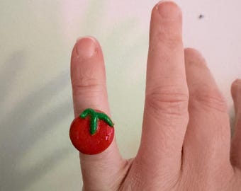 Anillo ajustable con forma de tomate