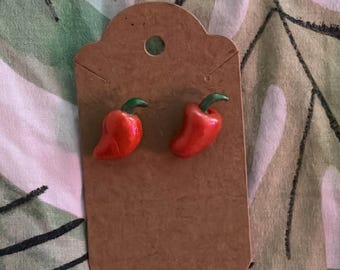 Chili’s Inspired Red Pepper Stud Earrings