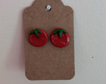 Pendientes de botón con forma de tomate