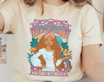Disney The Little Mermaid Ariel Beautiful Floral Shirt, Black Girl Magic Shirt, Black Queen Shirt, The Little Mermaid Live Action