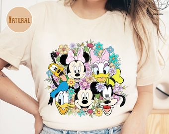 Vintage Floral Mickey and Friends Shirt, Disneyland Vacation shirt, Disney Floral Shirt, Disney Girl Trip Shirt, Disney Family Vacation 2024