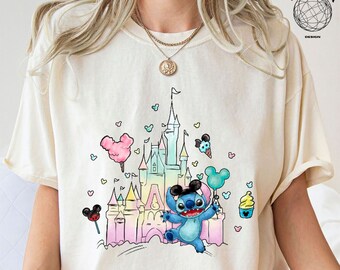 Disney Stitch Watercolor Shirt, Disney Watercolor Castle shirt, Disney Trip tee, Disney Castle Shirt, Disney Vacation tee, Magic Kingdom tee