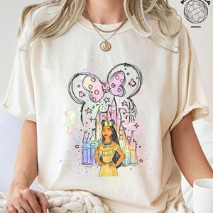Princess Pocahontas Shirt, Magic Kingdom, Minnie Ears, Disney Princess Shirt, Minnie Ears Tee, Disney Trip Birthday Girl, Watercolor Castle