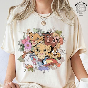 Vintage Disney Lion King Floral Shirt, Retro Lion King Shirt, Simba Timon Pumbaa, Animal Kingdom Shirt, Disney Family Trip Tee