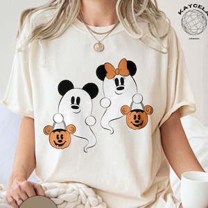 Retro Disney Ghost Halloween Shirt, Mickey And Minnie Ghost Halloween Shirt, Halloween Matching Family Shirts, Disney Halloween Trip Shirts