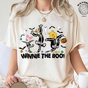 Retro Halloween Trick Or Treat Winnie The Pooh Skeleton Shirt, Winnie The Pooh Halloween Shirt, Halloween Women&#39;s Shirt, Spooky Season Shirt