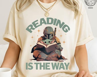 Reading The Way Shirt, Vintage Mandalorian Tee, Star Wars Disney Shirt, Family Disney Trip Shirt, Galaxy Vacation Unisex Tee