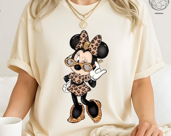 Leopard Print Minnie Mouse Shirt, Cute Disney Mom Shirt, Leopard Minnie Ear Shirt, Leopard Women Shirt, Disney Family Vacation Shirts,