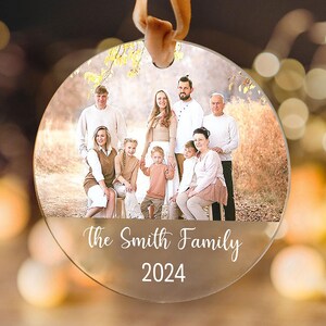 Custom Family Photo Ornament, Personalized Family Ornament with Christmas Tree