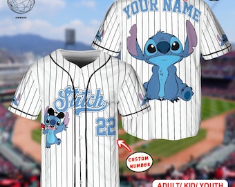 Custom Disney Lilo and Stitch Stitch Baseball Jersey, Gift for Kids, Disney Birthday Gift, Gift For Baseball Fans