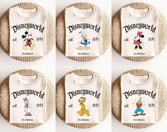 Retro Disneyworld 1971 Florida Shirt, Cute Mickey and Friends Tee, Disney All Characters Tee, WDW Disneyland Birthday Matching Shirts