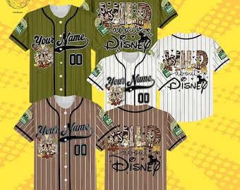 Personalized Mickey Mouse Safari Baseball Jersey | Custom Animal Kingdom Mickey & Friends Shirt | Disneyland Family Trip Outfit