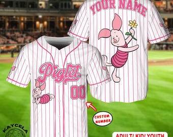 Custom Disney Piglet Baseball Jersey, Winnie The Pooh Shirt, Personalized Disney Jersey, Disneyworld Gift for Fans, Birthday Shirt